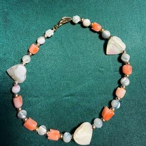 Glass like Pink Roses and Pearl Bracelet